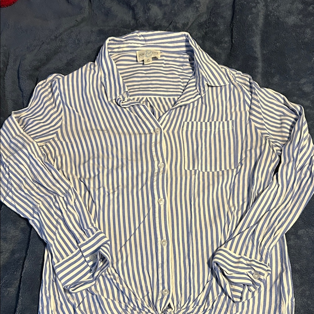 Blue and White Striped Button Down